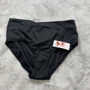 Lands End Swimsuit Bottom Womens Size 16 Black High Waist Brief Full Coverage